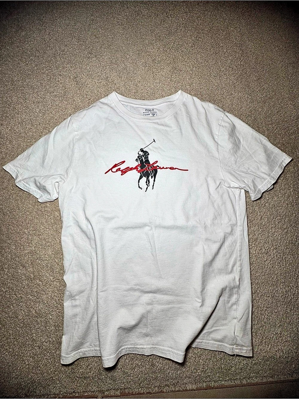 Polo Ralph Lauren Big Pony Script Logo Graphic T-Shirt White XL